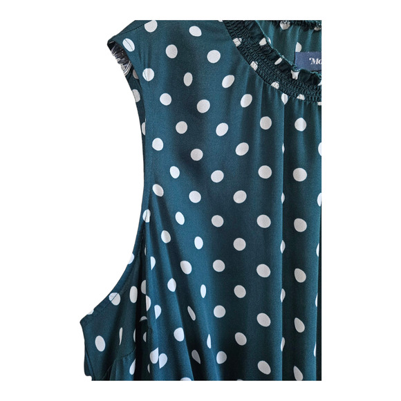 MODCLOTH Women's Plus 3X Midi Dress Polka Dot Green White Sleeveless - Picture 5 of 7